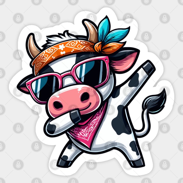 Dabbing Cow Sticker by JessArty